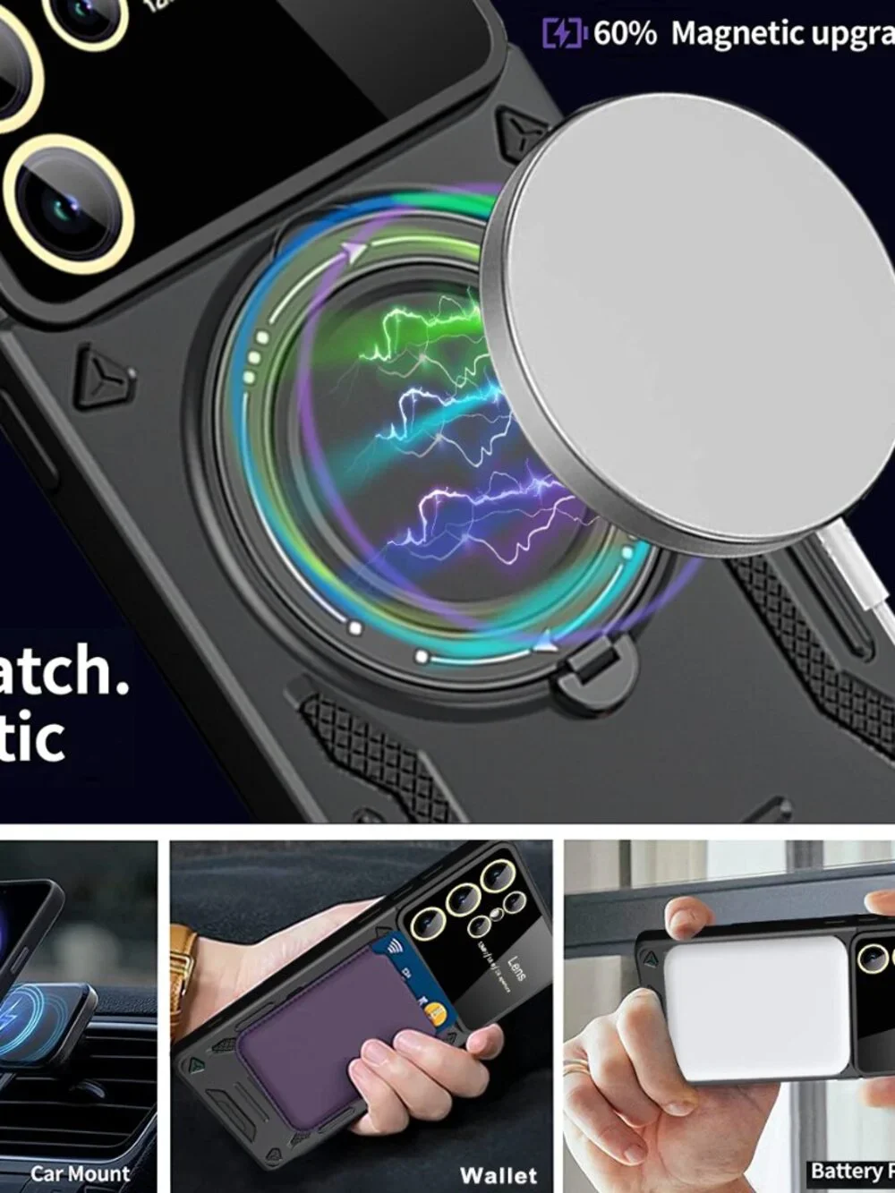 Samsung S25 Ultra Magnetic Ring Case w/ Kickstand Shockproof Hybrid